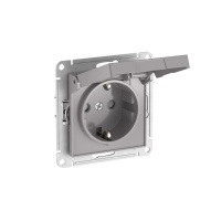 ATLASDESIGN РОЗЕТКА с заземл. со шторк. с крышкой, 16А,IP20, быстрозажимные клеммы, АЛЮМИНИЙ Systeme Electric ATN000346S