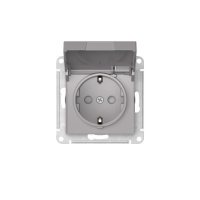 ATLASDESIGN РОЗЕТКА с заземл. со шторк. с крышкой, 16А,IP20, быстрозажимные клеммы, АЛЮМИНИЙ Systeme Electric ATN000346S