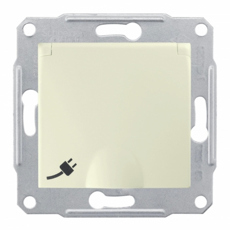 SDN3100147 Sedna Розетка с заземлением со шторками с крышкой в рамку бежевая Schneider Electric 