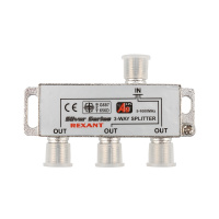 Делитель ТВ х 3 + 4шт. F BOX 5-1000 МГц Silver, REXANT 05-6102