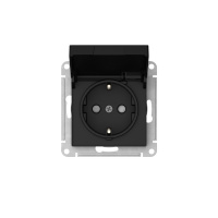 ATLASDESIGN РОЗЕТКА с заземл. со шторк. с крышкой, 16А, IP20,мех., быстрозажимные клеммы, КАРБОН Systeme Electric ATN001046S