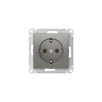 ATLASDESIGN РОЗЕТКА с заземлением, 16А, быстрозажимные клеммы, СТАЛЬ Systeme Electric ATN000943S
