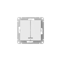 ATLASDESIGN 2-клавишный ВЫКЛЮЧАТЕЛЬ с подсветкой, сх.5а, 10АХ, быстрозажимные клеммы, БЕЛЫЙ Systeme Electric ATN000153S