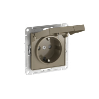 ATLASDESIGN РОЗЕТКА с заземл. со шторк. с крышкой,16А,IP20,мех., быстрозажимные клеммы, ШАМПАНЬ Systeme Electric ATN000546S