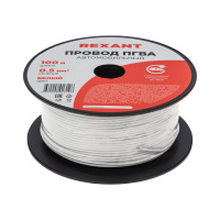 Провод ПГВА 1х0.50 мм2, белый, бухта 100 м, REXANT 01-6511