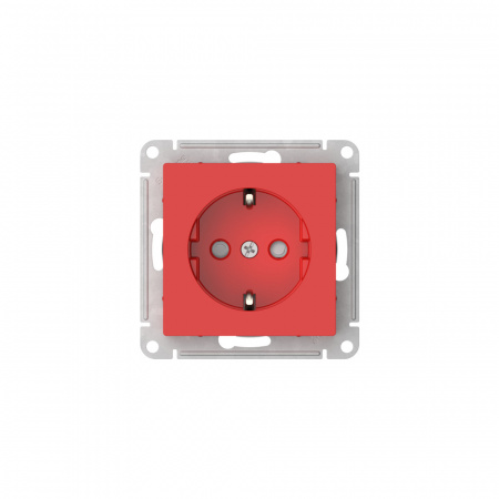 ATLASDESIGN РОЗЕТКА с заземлением со шторками, 16А, быстрозажимные клеммы, КРАСНЫЙ Systeme Electric ATN002045S