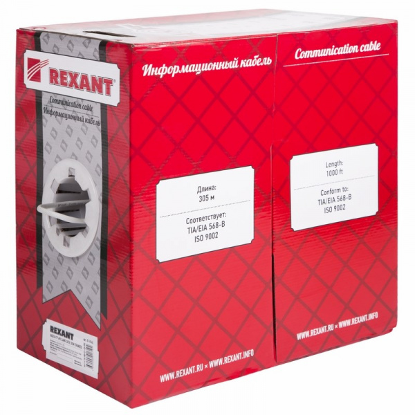 Витая пара F/UTP 4PR 24AWG CAT5e PATCH бухта 305м REXANT 01-0145