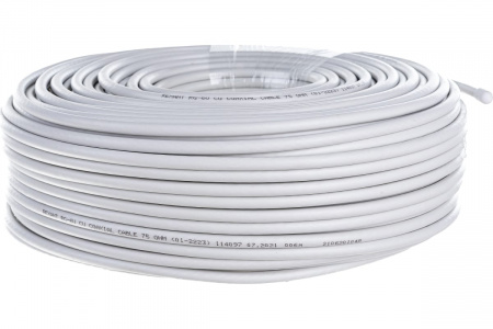 Кабель коаксиальный RG-6U+Cu, 75 Ом, Cu/Al/Cu, 75%, бухта 100 м, белый, REXANT 01-2223