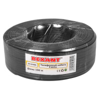 Телефонный кабель ШТЛП 4 жилы Cu, черный, 100м, REXANT 01-5109