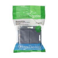 Выключатель двухклавишный ATLASDESIGN с подсветкой схема 5а 10АХ механизм грифель Systeme Electric ATN000753