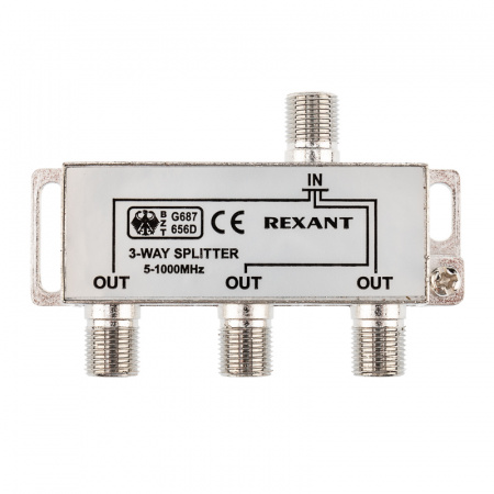 Делитель ТВ х 3 под F разъём 5-1000 МГц, REXANT 05-6002