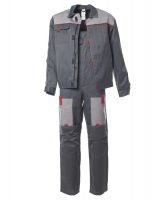Костюм мужской ФАВОРИТ-2 куртка, полукомбинезон, цвет тёмно-серый с серым и красным, р-р 48-50 96-100/170-176 Эталон-Спецодежда 114714 00000079913