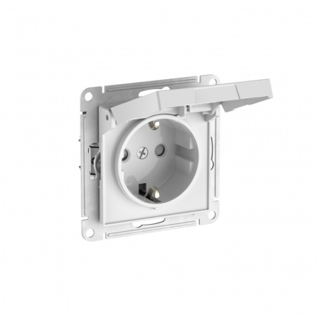 ATLASDESIGN РОЗЕТКА с заземлемлением со шторкой с крышкой, 16А ,IP20, быстрозажимные клеммы, БЕЛЫЙ Systeme Electric ATN000146S