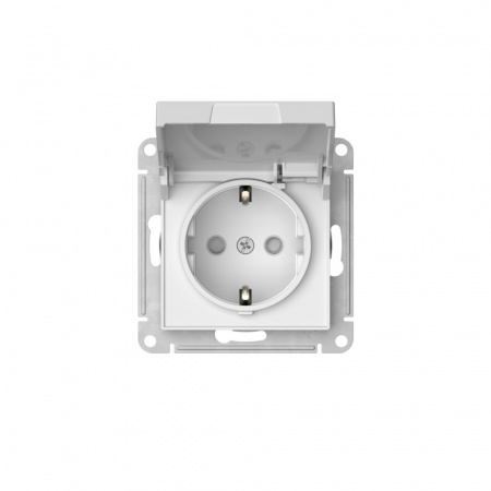 ATLASDESIGN РОЗЕТКА с заземлемлением со шторкой с крышкой, 16А ,IP20, быстрозажимные клеммы, БЕЛЫЙ Systeme Electric ATN000146S