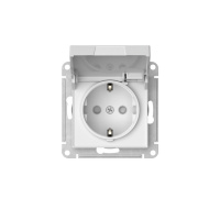 ATLASDESIGN РОЗЕТКА с заземлемлением со шторкой с крышкой, 16А ,IP20, быстрозажимные клеммы, БЕЛЫЙ Systeme Electric ATN000146S