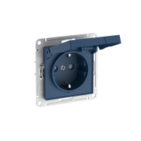 ATLASDESIGN РОЗЕТКА с заземл. со шторк. с крышкой,16А, IP20, быстрозажимные клеммы, АКВАМАРИН Systeme Electric ATN001146S