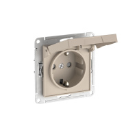 ATLASDESIGN РОЗЕТКА с заземл. со шторк. с крышкой, 16А,IP20,мех., быстрозажимные клеммы, ПЕСОЧНЫЙ Systeme Electric ATN001246S