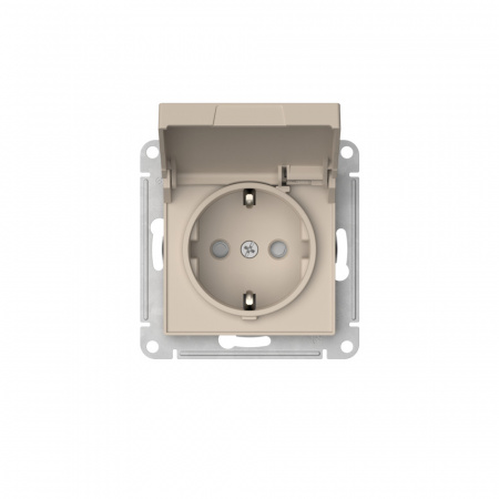 ATLASDESIGN РОЗЕТКА с заземл. со шторк. с крышкой, 16А,IP20,мех., быстрозажимные клеммы, ПЕСОЧНЫЙ Systeme Electric ATN001246S