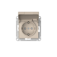 ATLASDESIGN РОЗЕТКА с заземл. со шторк. с крышкой, 16А,IP20,мех., быстрозажимные клеммы, ПЕСОЧНЫЙ Systeme Electric ATN001246S