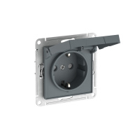 ATLASDESIGN РОЗЕТКА с заземл. со шторк. с крышкой,16А,IP20,мех., быстрозажимные клеммы, ГРИФЕЛЬ Systeme Electric ATN000746S
