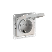ATLASDESIGN РОЗЕТКА с заземл. со шторк. с крышкой, 16А, IP20,мех., быстрозажимные клеммы, ЖЕМЧУГ Systeme Electric ATN000446S