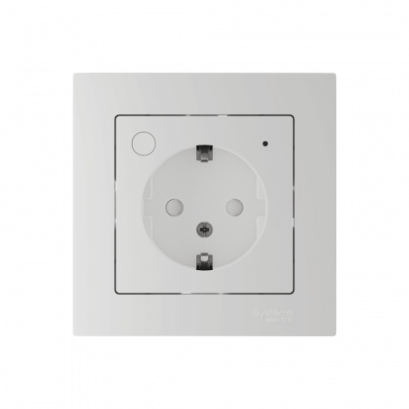 ATLASDESIGN SMART РОЗЕТКА с заземл., со шт., Zigbee, L+N, 16А, мех., БЕЛЫЙ Systeme Electric ATN000145Z