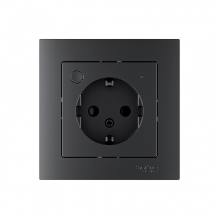 ATN001045Z ATLASDESIGN SMART РОЗЕТКА с заземл., со шт., Zigbee, L+N, 16А, мех., КАРБОН Systeme Electric 