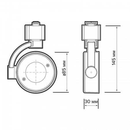 Светильник светодиодный трековый на шинопровод ДПО GX53 PTR 32 GX53 BL 230V IP20 без лампы черный корпус JazzWay 5052192