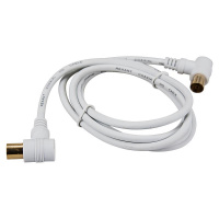 Шнур ТВ гнездо - ТВ штекер, угловой, длина 1.5 метра, белый, REXANT 18-0022