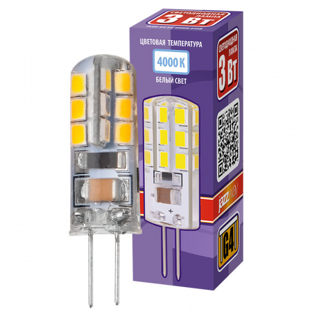 Лампа светодиодная LED 3Вт G4 200Лм белый 220V/50Hz JazzWay 1032072