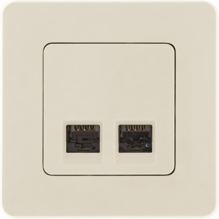 Розетка компьютерная двойная RJ45 категория 5Е UTP слоновая кость INSPIRIA IEK 673836
