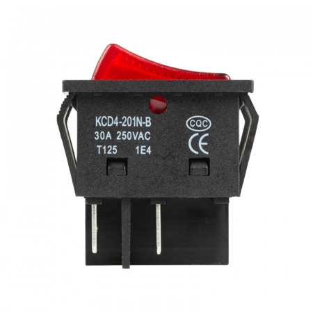 36-2346 Выключатель клавишный 250V 30А (4с) ON-OFF красный с подсветкой REXANT 