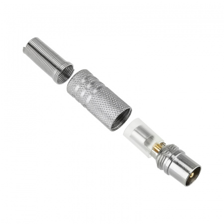 06-0016-A Разъем антенный на кабель, штекер-TV никель с пружиной, REXANT 