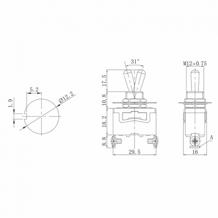 36-4110 Тумблер 250V 15А (2c) ON-OFF однополюсный REXANT 