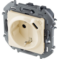 Розетка 1-местная с заземлением с защитными шторками 16А с USB C 5В безвинтовое крепление слоновая кость INSPIRIA IEK 673771