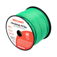 01-6533 Провод ПГВА 1х1.50мм2. зеленый, 100 м REXANT 
