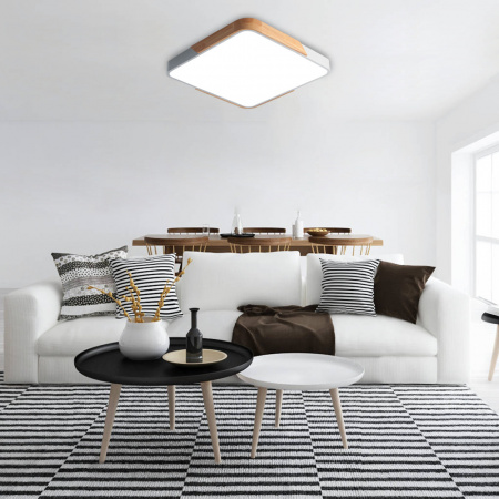 5037298 Светильник светодиодный потолочный SCANDIC ДБО-24W 4000К 2000Лм белый обрамление из натурального дерева IP20 Jazzway JazzWay 