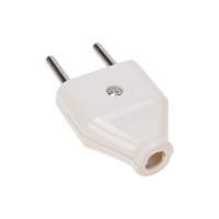 Вилка прямая без з/к 6А плоская белая REXANT 11-8946