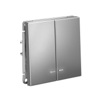 ARTGALLERY 2-клавишный ВЫКЛЮЧАТЕЛЬ с подсветкой, сх.5а, 10АХ, механизм, быстрозажимные клеммы, СТАЛЬ Systeme Electric GAL000953S