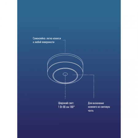 KOC305B Фонарь подсветка 1ВтCOBLED/3xAAA (R03) в комплекте/ABS-пластик/белый/самоклеящийся Космос 