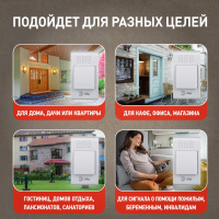 Звонок дверной беспроводной на батарейках 32 мелодии 100м IP20 бело-оранжевый 2АА/А23 A02 ЭРА Б0019874