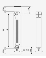 Радиатор алюминиевый секционный CALIDOR SUPER 500/100/12 боковое подключение 2520Вт FONDITAL 8015040522087 R690034I12