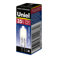Лампа галогенная матовая капсульная 12 В 35 Вт цоколь G4 Картонная коробка JC-12/35/G4 FR Uniel 824 00824