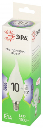 Лампа светодиодная LED 10 Вт 1000Лм 6500К свеча на ветру холодный E14 220-240В LED BXS-10W-865-E14 Green Line ЭРА Б0067134