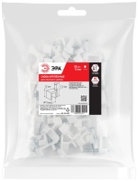 Скоба пластиковая крепежная плоская 12 мм белая NO-224-587 (50 шт/уп) ЭРА Б0066657