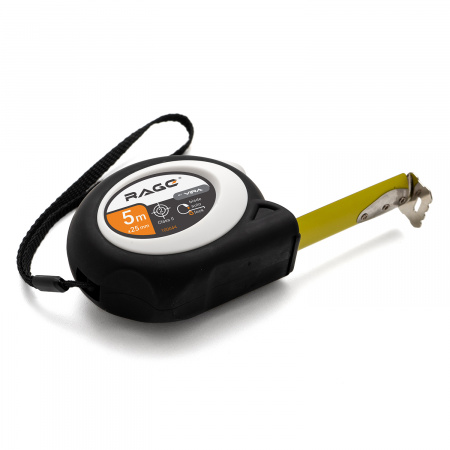 100044 Рулетка с прорезиненным покрытием Soft-Touch автостопом 5 м х 25 мм Rage 