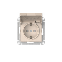 ATLASDESIGN РОЗЕТКА с заземлением со штораками с крышкой, 16А,IP20,мех., быстрозажимные клеммы, БЕЖЕВЫЙ Systeme Electric ATN000246S
