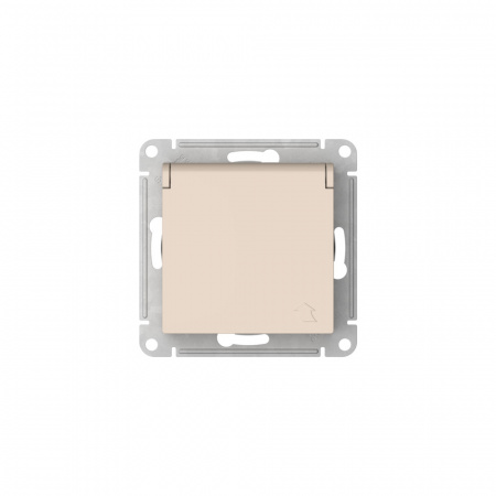 ATLASDESIGN РОЗЕТКА с заземлением со штораками с крышкой, 16А,IP20,мех., быстрозажимные клеммы, БЕЖЕВЫЙ Systeme Electric ATN000246S