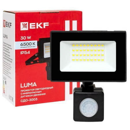 FLL-3003-30D-6500 Прожектор светодиодный СДО-3003 с инфракрасным датчиком движения 30Вт 6500К IP54 LUMA EKF 