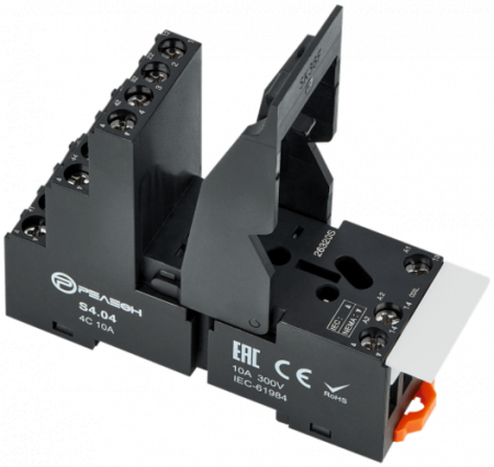 S404 Розетка для реле RP4.34 и модуля защиты и индикации PM8, 10А Релеон 